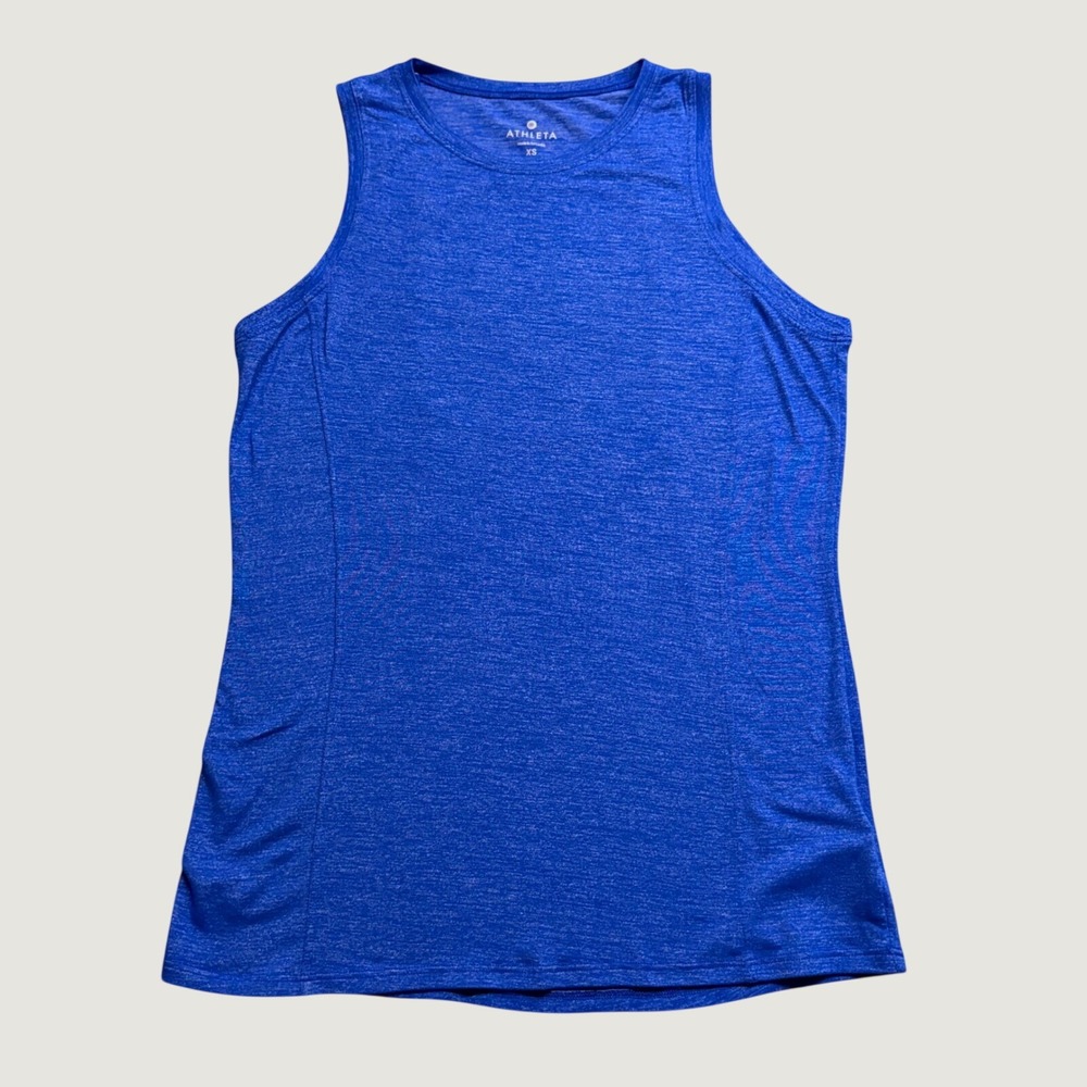 Athleta Chi Tank Top Blue Heathered Sleeveless Workout Shirt Womens XS